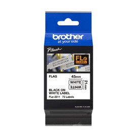 Brother FLe-2511 Labelling Tape Cassette, Flag Tape, Black on White, 21 mm (W) x 45 mm (L), 72 Labels, Brother Genuine Supplies