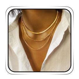 Jeairts Layered Herringbone Necklace Gold Snake Chain Choker Necklaces Dainty Necklace Jewelry for Women