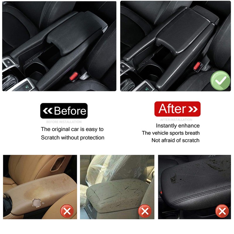 YJMOTOR Fit Civic 10th Gen Armrest Box Cover ABS Central