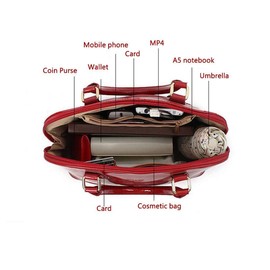 Patent Leather Dome Satchel Purse Zip-around Handbag Multi-Pocket Shoulder Bag Shiny Large Top-handle Shell Bag (Purple)