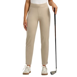 Willit Women's Golf Pants Ankle Travel Stretch Petite Pants for Casual Dress Work with 2 Pockets 27.5" Khaki XS