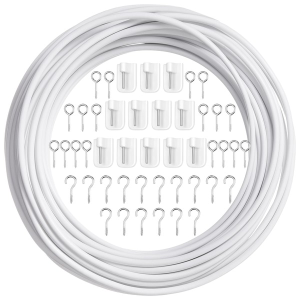 Shappy Curtain Wire with Self-Adhesive Hooks, Hooks and Eyes for