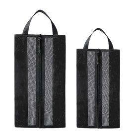 Shoe Bag Set of 2, Waterproof Shoe Bag Travel, Robust Zip, Shoe Organiser, Shoe Bag with Zip for Travel or Home Storage, Black