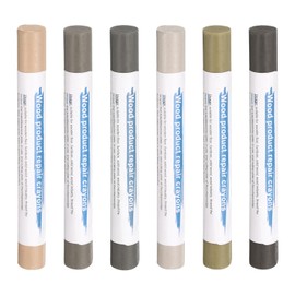HARFINGTON Wood Filler Sticks 6 Colors Wooden Wax Touch Up Furniture Repair Crayons for Medium Brown 13-14, Dark Gray, Green Sandalwood, Vintage Gray, Dark Teal, Brown Yellow