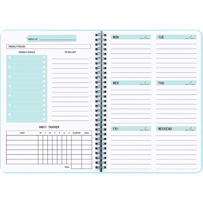 Moseem Weekly Planner Notebook, Undated A5 Planner Notebook Daily Planner