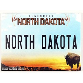 North Dakota License Plate Fridge Collector's Souvenir Magnet 2.5" X 3.5"