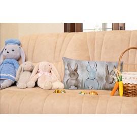 Vintage Bunny Lumbar Decorative Throw Pillow Cover 12x20 Inch, Farmhouse Cushion Case Decor, Watercolor Rabbits Holiday Home Decoration for Sofa Couch