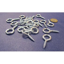 Unbranded Zinc Steel Eye Hook #9 - 9/64 Dia x 3/4" Shank Length x 1.50" Overall, 50 Pcs