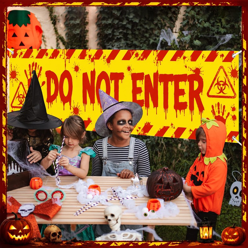 Halloween Clown Banner Outdoor, Do Not Enter Sign, Circus Decor