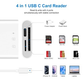 USB C to SD Card Reader 3 in 1, BORLTER CLAMP Type C to SD/Micro SD Memory Card Reader USB C Adapter Compatible with MacBook, Laptops, Tablets, Smartphones