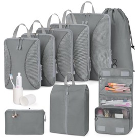 Travel Pouch, Compression, Set of 10, Travel Pouch, Travel Compression Bag, 2024 Newest Design, Space Saving, Suitcase, Clothes Sorting Storage, Waterproof, Lightweight, Durable Zipper Compression,