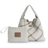 Balcos Women's Bi-Color Mesh Single Handle Tote Bag, beige