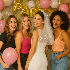 Shimmer Anna Shine Bride To Be Veil, Bachlorette Party, Wedding, White