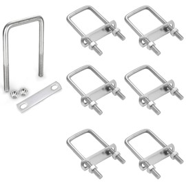 U Shackle with Thread M8, Pack of 6 U-Bolts, Stainless Steel U Bolts, U Bracket with Nuts & Frame Plate, U Screws for Installation Is Stable, Lashing Bracket (50 x 100 mm)
