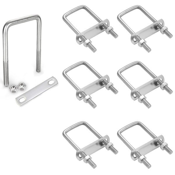 U Shackle with Thread M8, Pack of 6 U-Bolts, Stainless