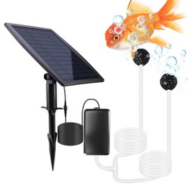 Lewisia Solar Air Pump Kit with Air Hoses and Bubble Stones 3 Working Modes Pond Aerator Bubble Oxygenator (2.5W)