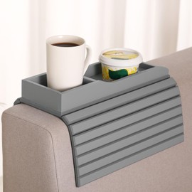 GEHE Couch Cup Holder, Anti Falling Couch Drink Holder, Natural Bamboo Sofa Cup Holder Armrest Tray, More Safe for You Family, Portable Couch Arm Tray Table for Remote/Snacks/Cellphone/Drinks/Cup