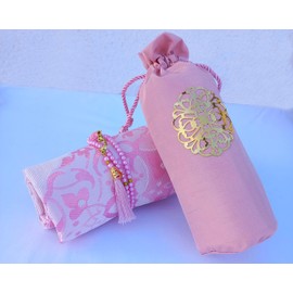 Muslim Prayer Rug and Beads with Elegant Satin Fabric Bag | Travel prayer mat, Janamaz | Sajadah | Islamic gift | Islamic & Mawlid Gifts | Prayer Carpet Mat (ROSE)