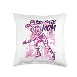 Athletic Hockey Ice Rink Team Sports Puck-Tastic Mom Athlete Mother's Day Sports Ice Hockey Throw Pillow, 16x16, Multicolor