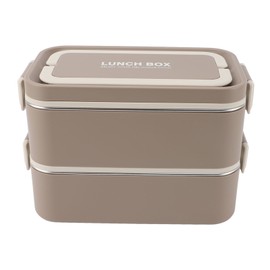 2 Tier Stackable Bento Box 304 Stainless Steel Insulated Lunch Containers Leakproof Compartment Portable Food Container for School Office Dark Apricot