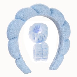 Aruicheng Headband Skincare Headband Makeup Headband with Puffy Wristbands Bubble Headbands Spa Headband Headband for Washing Face Shower Facial Mask Yoga 3Pcs