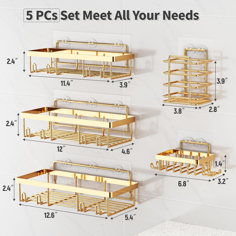 Liuoud 5 Pack Shower Caddy Organizer Rack Shelf for Inside
