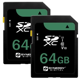 Synergy Digital 64GB Secure Digital SDXC UHS-I Memory Cards, Compatible with Sony Alpha a7C Mirrorless Digital Camera - Class 10, U1, 100MB/s, 300 Series - Pack of 2