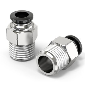 ERGAOBOY Male Thread Straight 4 mm Pipe OD x 1/8 Inch BSP Thread Push to Connect Fittings, Air Push Connect Tool Pneumatic Hose Fittings, Pack of 10