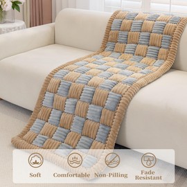 OstepDecor Dog Bed Cover Dog Blanket for Couch, Sofa Covers Washable Pet Couch Cover Protector, Anti-Slip Dog Bed Mat Couch Protector for 2-3 Cushion Sofa (27.6 x 82.7 Inch, Brown Grey)