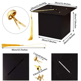 Gejoy 2 Packs 2025 Graduation Cap Shaped Card Box with Tassel Black Grad Cap Shaped Card Holder for College Graduation Gift Box Party Supplies Decorations