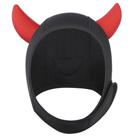 5M3M DIVING Wetsuit Hood Devil Horns 3mm Neoprene Scuba Diving Hood for Women Children Men, Scuba Dive Cap Hat Thermal Surfing Hood with Flow Vent for Snorkeling Swimming Water Sports (Black/Red)