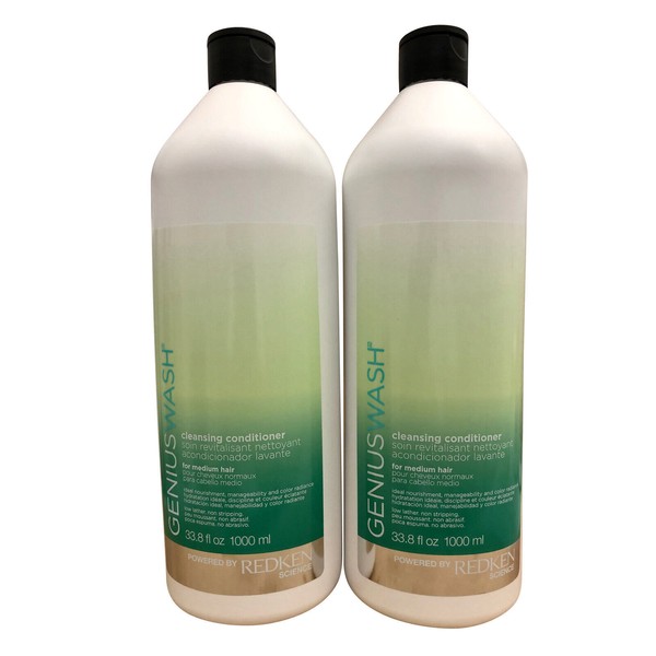 Redken Genius Wash Cleansing Conditioner Medium Hair DUO 33.8 OZ Each