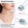 Bestyle 925 Sterling Silver Love Square Cubic Zirconia Necklaces March