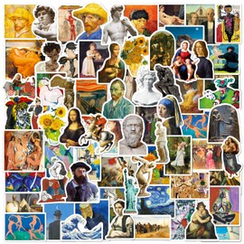 Retro Famous Art Painting Stickers Pack, 100 Pcs Vinyl Waterproof Vincent Van Gogh Oil Painting Style Stickers for Laptop Phone Water Bottles Lovely Gift to Friends Artist Decals