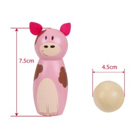 Bigjigs Toys Farm Wooden Skittles - Wooden Skittles for Toddlers with 6 Animal Skittles & 1 Bowling Ball, Educational Toy & Gifts for Kids aged 2 years +