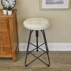 Klear Vu Omega Gripper Non-Slip Tufted Round Barstool Cushion for Dining Rooms, Cafes, Bars and Restaurants, 14” Ivory, 2 Pack