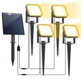 CREPOW Solar Spot Lights Outdoor, 20 LED IP65 Waterproof Solar Landscape Lights, Dusk-to-Dawn 3000K Warm White Solar Outdoor Lights for Yard Garden Driveway Porch Walkway, 4-in-1