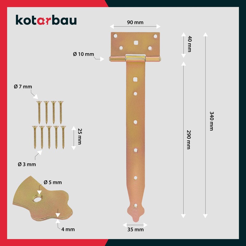 KOTARBAU Cross Hinge 300 mm Pack of 2 Shutter Hinge