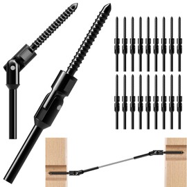 RiaYer 20 Pack Black Cable Railing Kit & Hardware, T316 Stainless Steel 180° Adjustable Angle Swage Lag Screws for 1/8" Wire Rope Deck Railing System, Wood Post