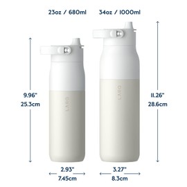 LARQ Bottle Swig Top 34oz - Insulated Stainless Steel Water Bottle With Built-In Silicone Handle | Thermos, BPA Free | Reusable Water Bottle for Sports, Gym, and Travel, Granite White