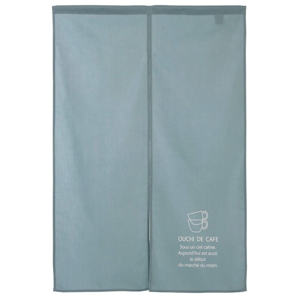 sunny day fabric Noren, Gray Mint, Width 33.5 x Length 47.2 inches (85 x 120 cm), Home Cafe Cup, Plain, Cafe Style, Simple, Short Length
