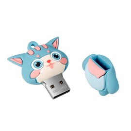 GARRULAX USB Flash Drives,Waterproof Silicone USB2.0 High Speed Thumb Memory Stick Pen Date Storage Pendrive U Disk (32GB,Cyan Cat)
