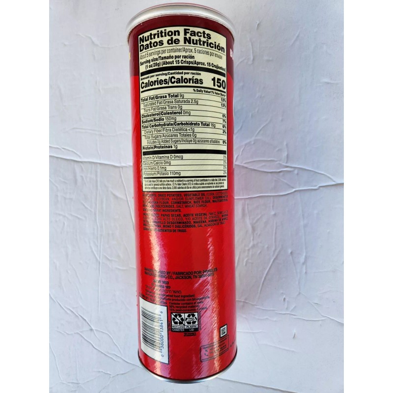 PRINGLES ORIGINAL BURSTINGWITH FLAVOR POTATO CRISPS 5.2 OZ 05/2025