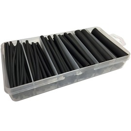 Electriduct 85PCS Heat Shrink Tubing Kit 3:1 Dual Wall Tube Adhesive Lined - 4" Length Sizes Range: 3/32" to 1/2" (Black) Marine Electrical Cable Sleeve Insulation Set