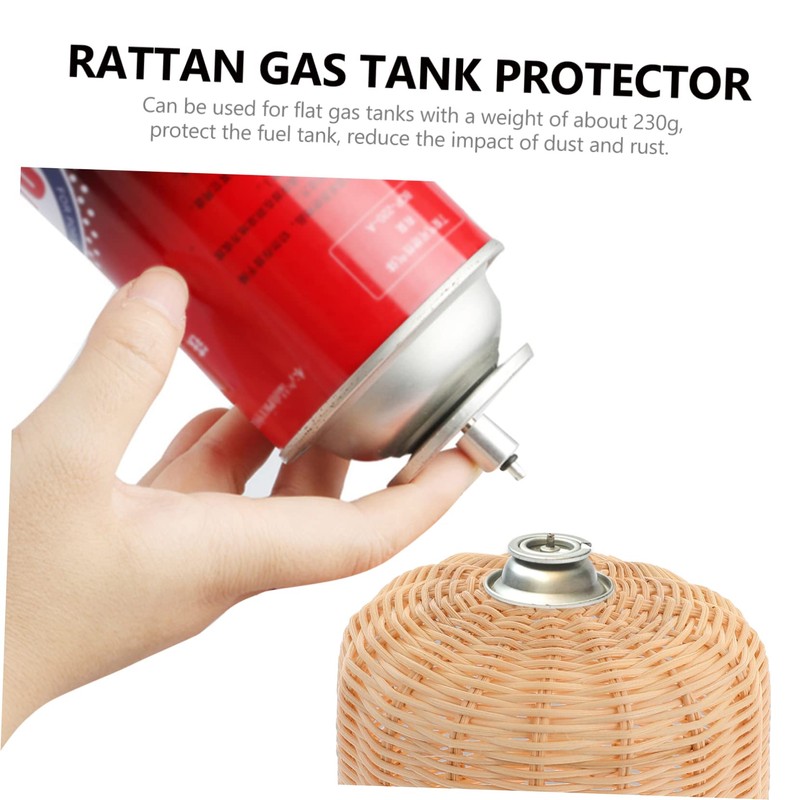 SUPVOX Rattan Gas Canister Cover Outdoor Camping Protector for Flat
