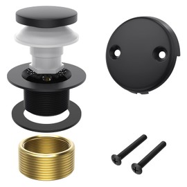 Homeslea Matte Black Tub Drain Kit, Tip-Toe Bathtub Drains and Overflow Trim Set with 2-Hole Overflow Faceplate, Bathroom Bath Tub Drain Stopper Replacement Kit with Hair Catcher, Tub Faucet Set