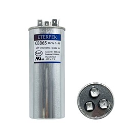 ETERPEK 60+5 uF 60/5 MFD ±6% 370V/440VAC CBB65 Dual Run Start Capacitor for AC Round A/C Capacitor for Motor Run, Condenser Straight Cool, Heat Pump, Air Conditioner, AC Unit Fan, HVAC