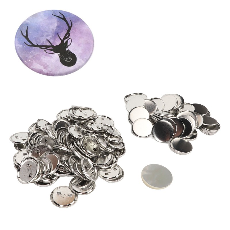 100 Set Pin Back Button Parts Blank Smoothing Metal Durable