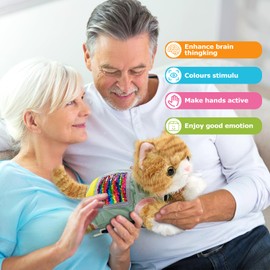 Fidget Blanket with Cat for Elderly with Dementia, Fidget Blanket for Elderly for Anxiety Relief, Gift and Activities for Seniors