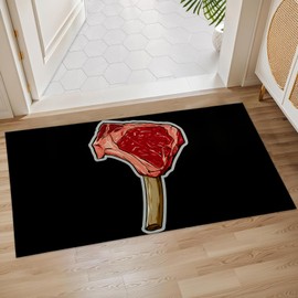 Plistiz Steak Indoor Door Mat, 17x29.5 Inch, Floor Area Rug for Entryway, Living Room, or Bathroom, Non-Slip Doormat, Funny Meat Lover Theme Design Home Decor Rug Gifts